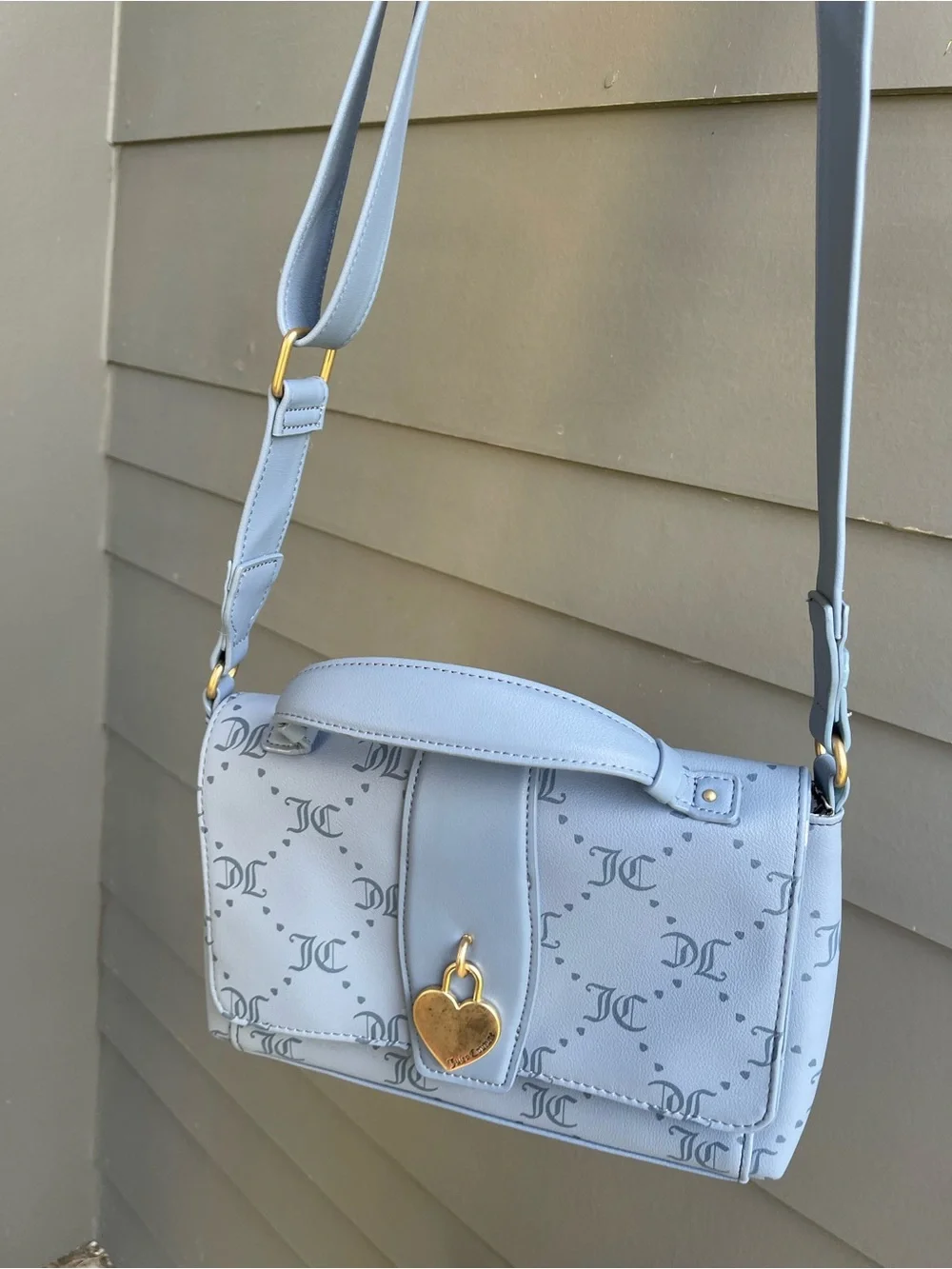 Juicy Couture Powder Blue Top-Handle Satchel with Heart Lock